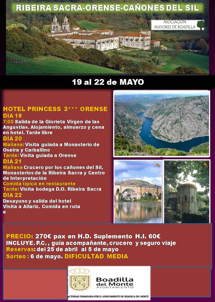 RIBEIRA SACRA-ORENSE-CA�ONES DEL SIL (19 AL 22 DE MAYO)